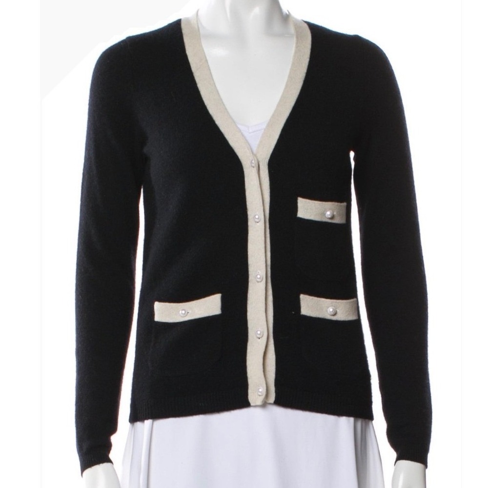 C by Bloomingdale's Cashmere Cardigan Sweater Women XS Classic Pearl Button